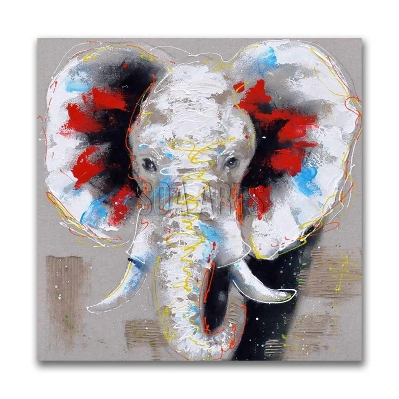 Handmade High Quality Elephant Animal Painting Canvas Wall Art