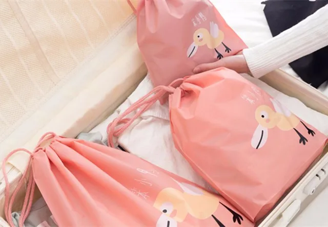 Cute design polyester cloth shoe traveling drawstring bag