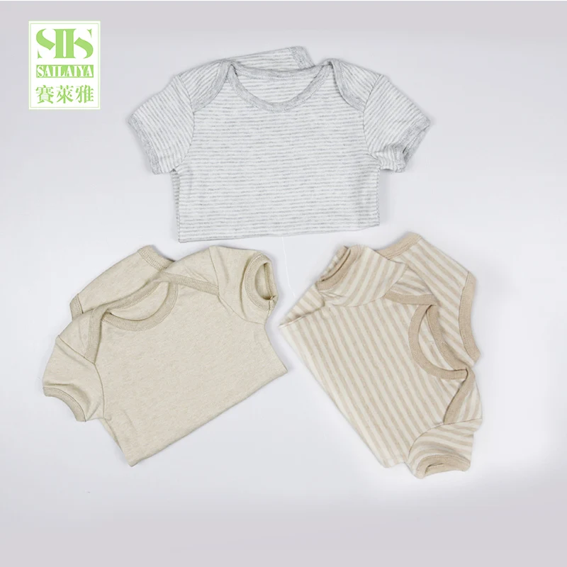 
SIIS orgainc cotton short sleeve newborn baby rompers baby bodysuit clothes 3 pack multi newborn to 6 Month clothes 