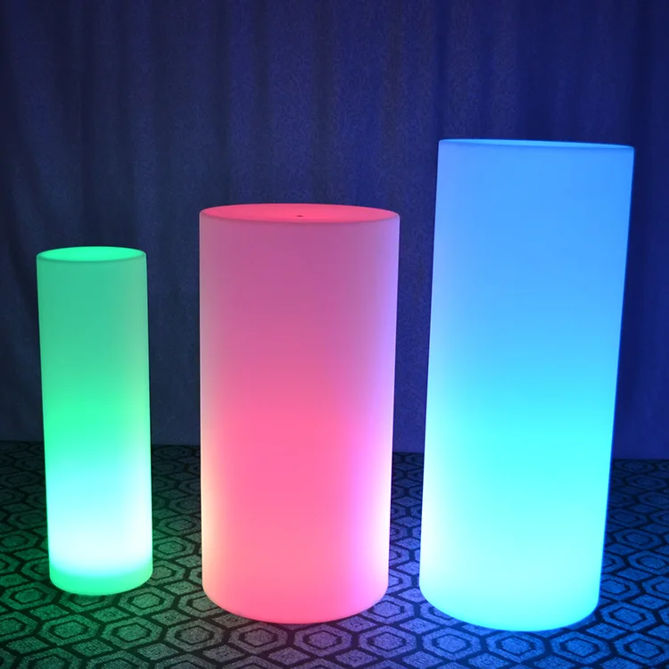 
color changing LED cylinder decoration for home/bar/party outdoor bar table lamp led pillar light 