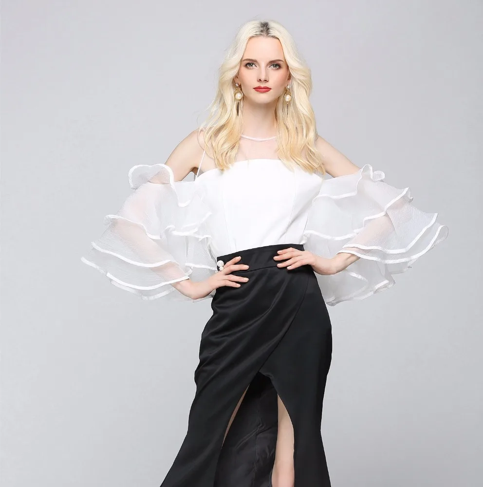 top sale womens clothing sheer see through bell sleeves ladies sexy tunic tops