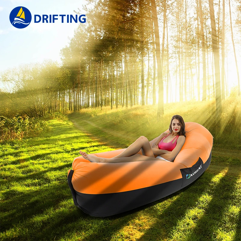 
2019 Hot Sale Fast Inflatable Sofa Lazy Bag Sleeping Bag 240*70cm Camping Portable Air Banana Sofa Beach Bed Air Hammock Nylon 