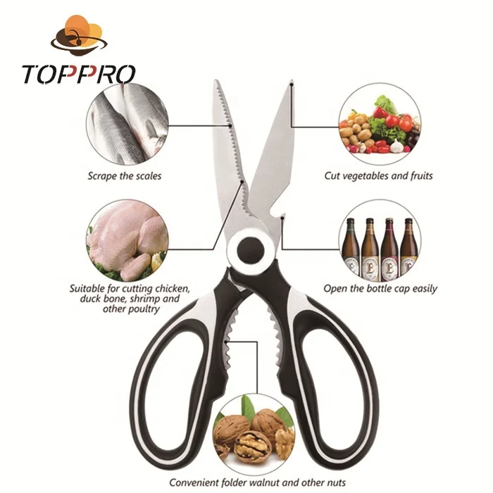 Stainless steel home Professional scissor multi-function kitchen shear Vegetables BBQ scissors kitchen shears