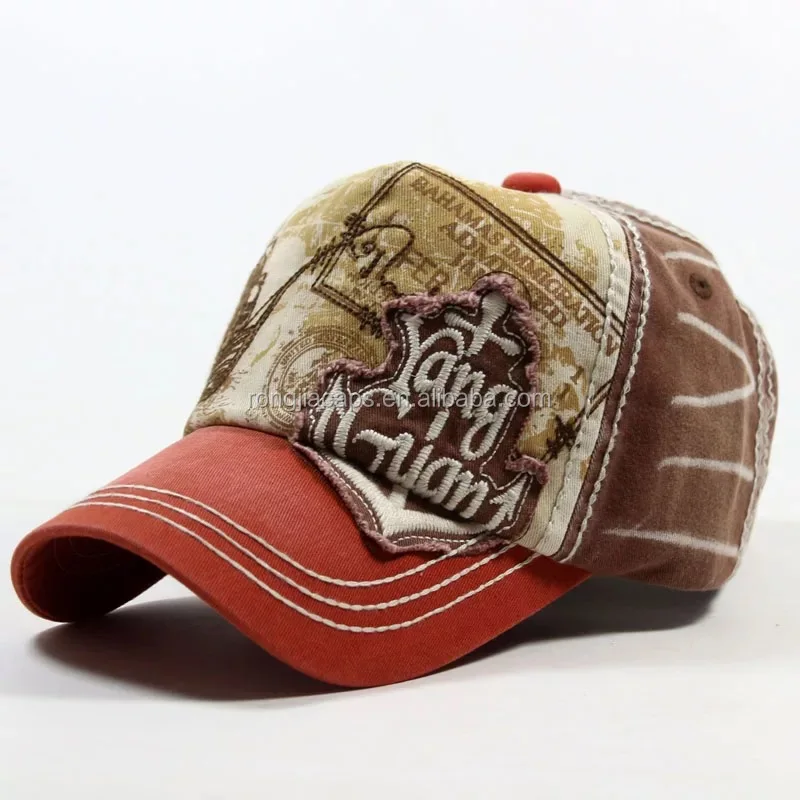 worn out patch embroidery unique washed hat