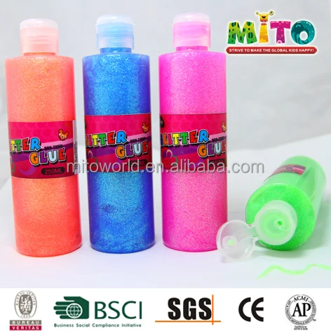 Wholesale non-toxic colorful dry fast glitter glue for DIY