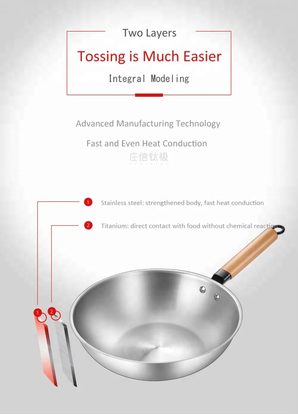 Composite titanium cookware food pot sauce pot metal pot pan
