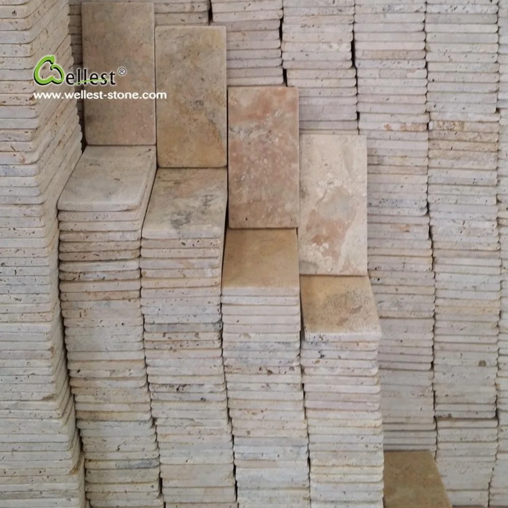 
natural travertine tumbled cube stone for paving stone 