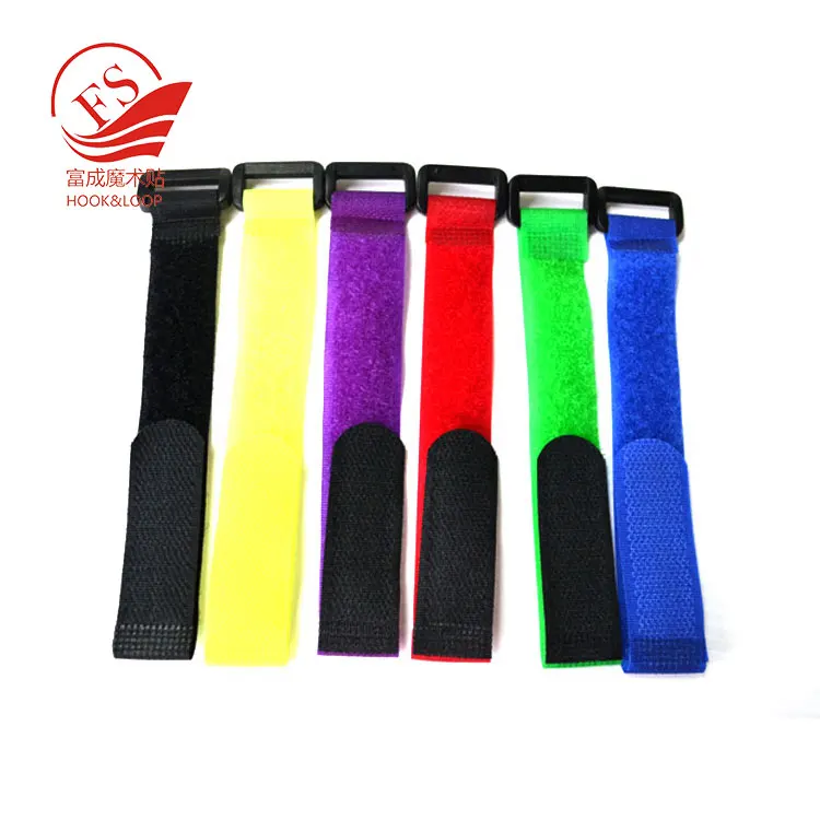 Fast production black hook and loop strap with buckle
