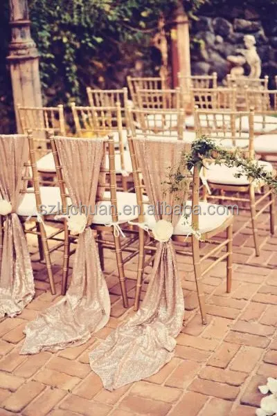 Роскошный чехол для стула розового и золотого цвета с блестками