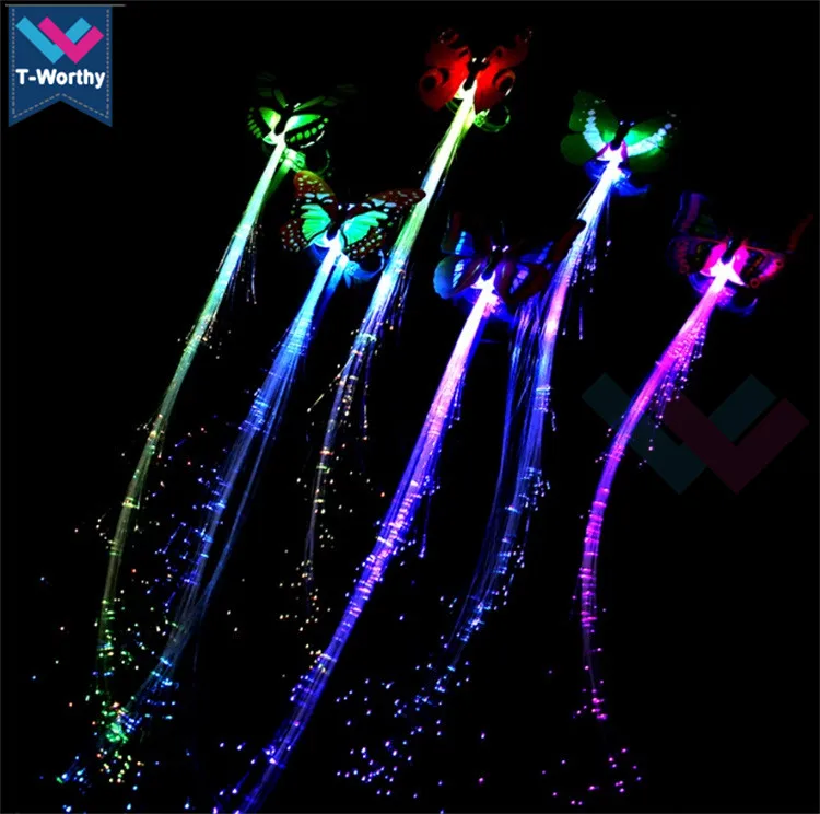 Светодиодная цветная мигающая волосяная тесьма, новые светодиодные мигающие волосы, костюм для вечеринки, Бабочка, Светящиеся Волосы, тесьма