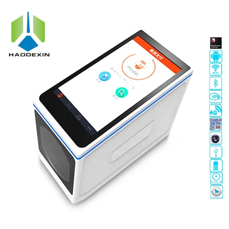 Barcode scanner portable touch screen NFC MPOS 5 inch 4G LTE Android POS terminal with SIM card for retailer store GC070B