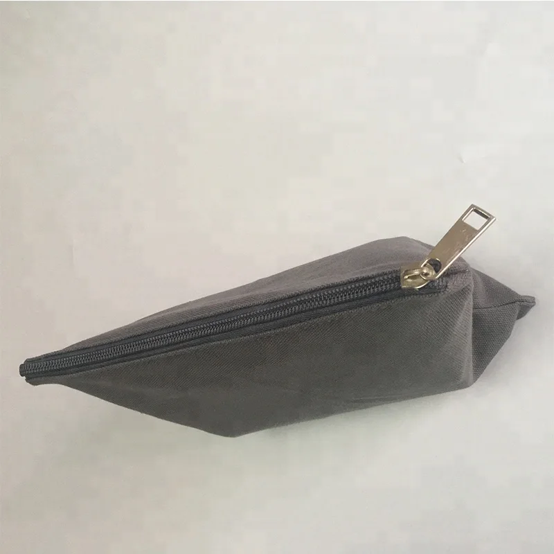 9*7 inch grey canvas zipper pouch bag, gray cotton pouch / canvas make-up bag, small cotton pouch