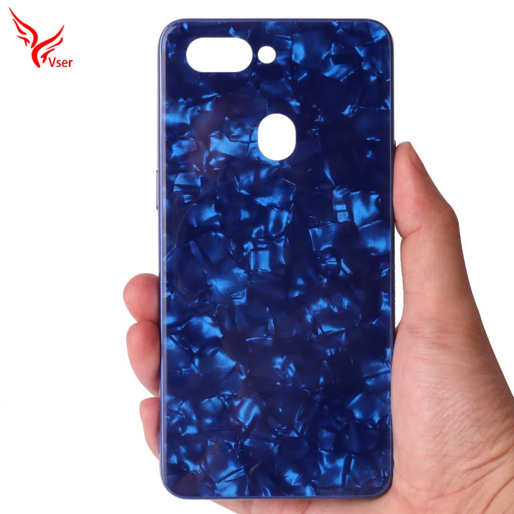 Custom Cameo Pattern Tempered Glass Back Cover Mobile Phone Case for Oppo R15
