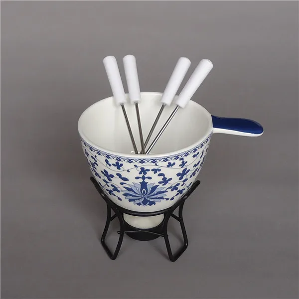 New design bulk deep stoneware melting pot cheap chocolate fondue pot