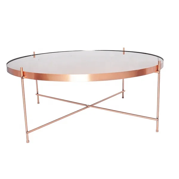 
Modern wholesale custom fashion tinted mirror metal frame coffee table 