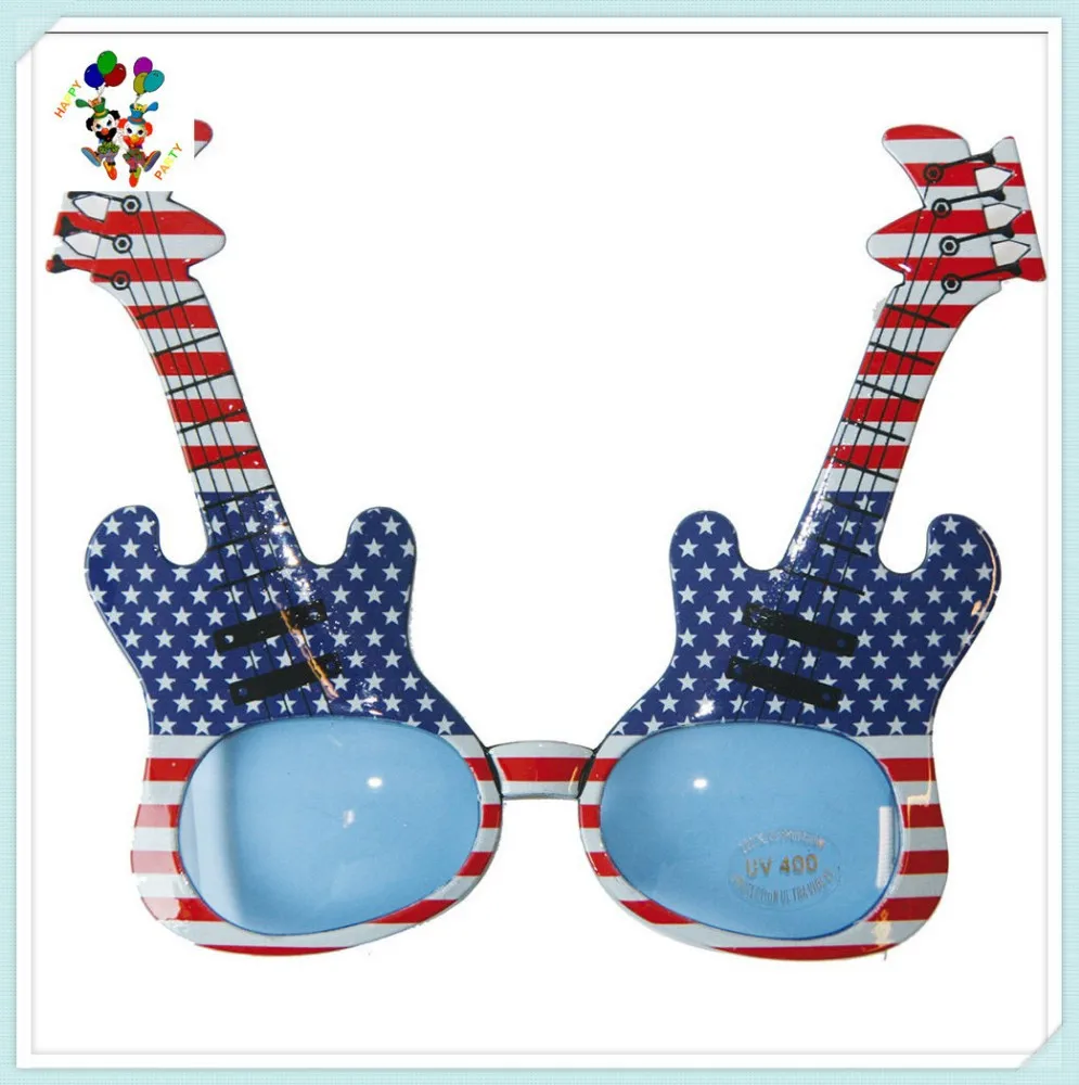 Cheap Rock and Roll Plastic Guitar Shaped Funny Party Glasses for Costume HPC-0627