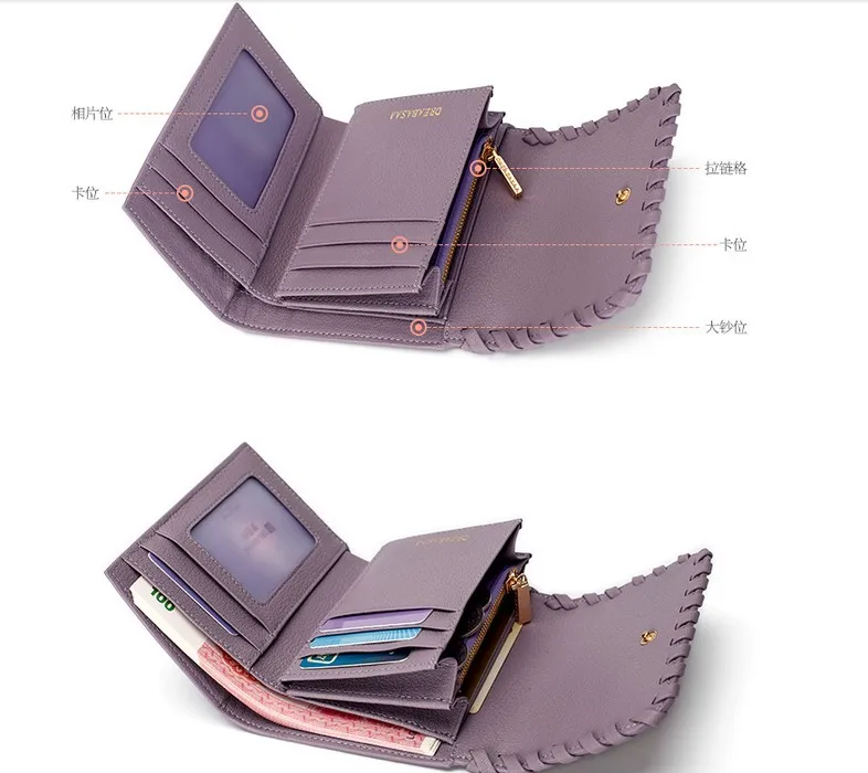 Colorful elegant fashion design genuine leather women combination lock wallet 2016