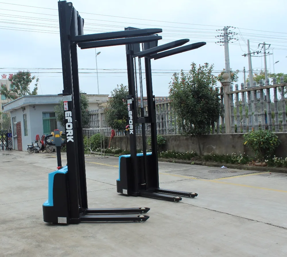 
Tailor-made Blue 1500 kg 3000 mm Electric Pallet Stacker Electric Power Forklift Walking Type With Side Motor 