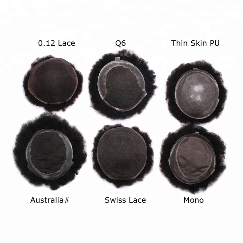 light density afro swiss replacement thin skin Wholesale Man Hair Men Human Black Cheap Pu Base Wig Weave Unit Male Afro Toupee