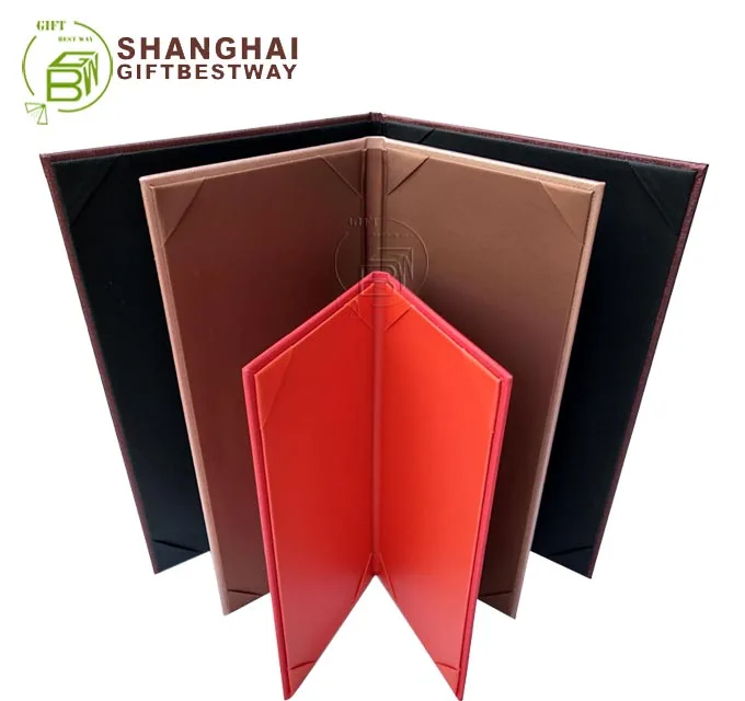 Price competitive wholesale high quality a4 leather menu cover, restaurant menus book, leatherette menu book