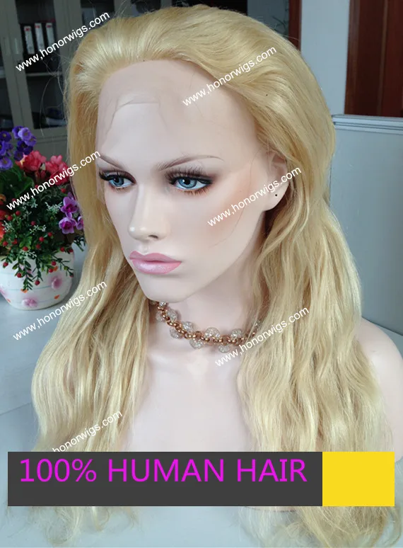 20inch hair length #613 white blond full lace wig 100% human virgin hair HONOR wigs NW natural wave