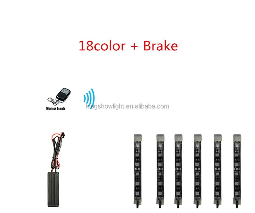 6 pcs. 12V waterproof 5050 LED strip motorcycle accent light kit with brake funtion controller