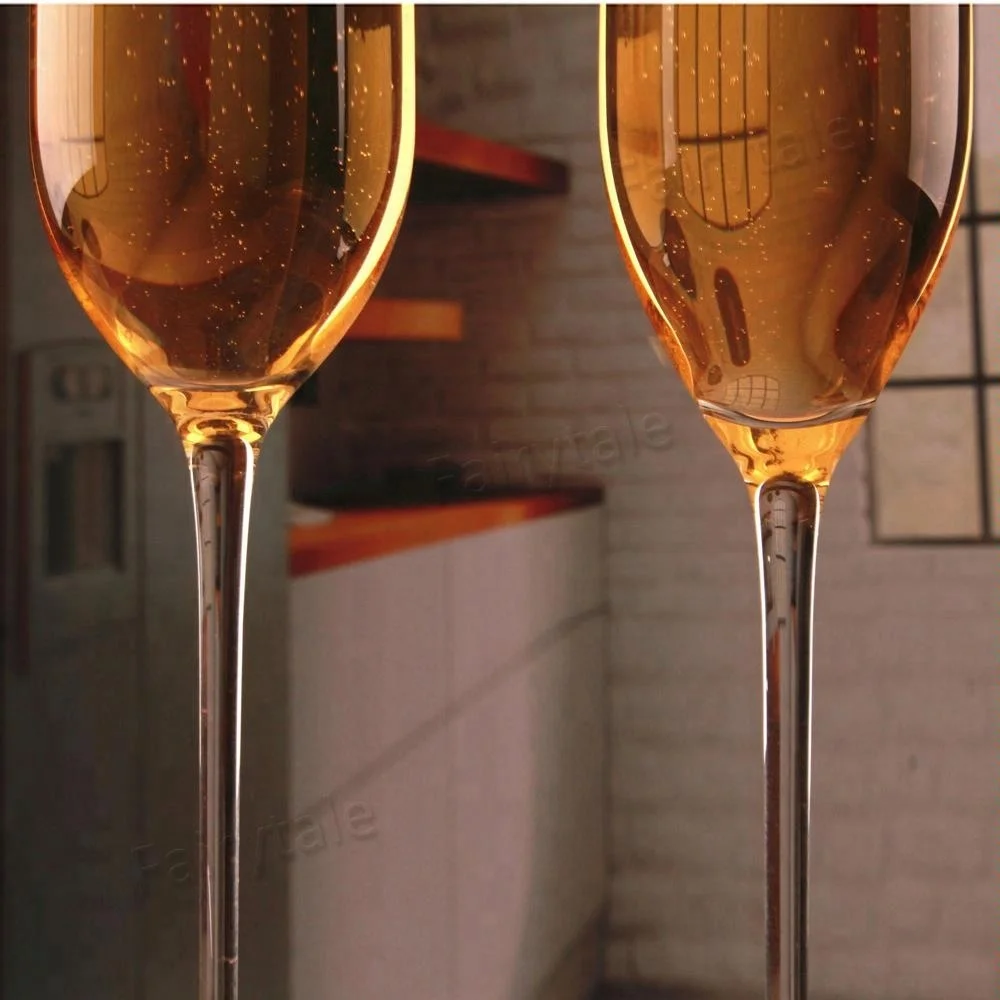 
Factory Price 280ml Hand Made Mouth Blown Lead Free Crystal Champagne Flute Glass 