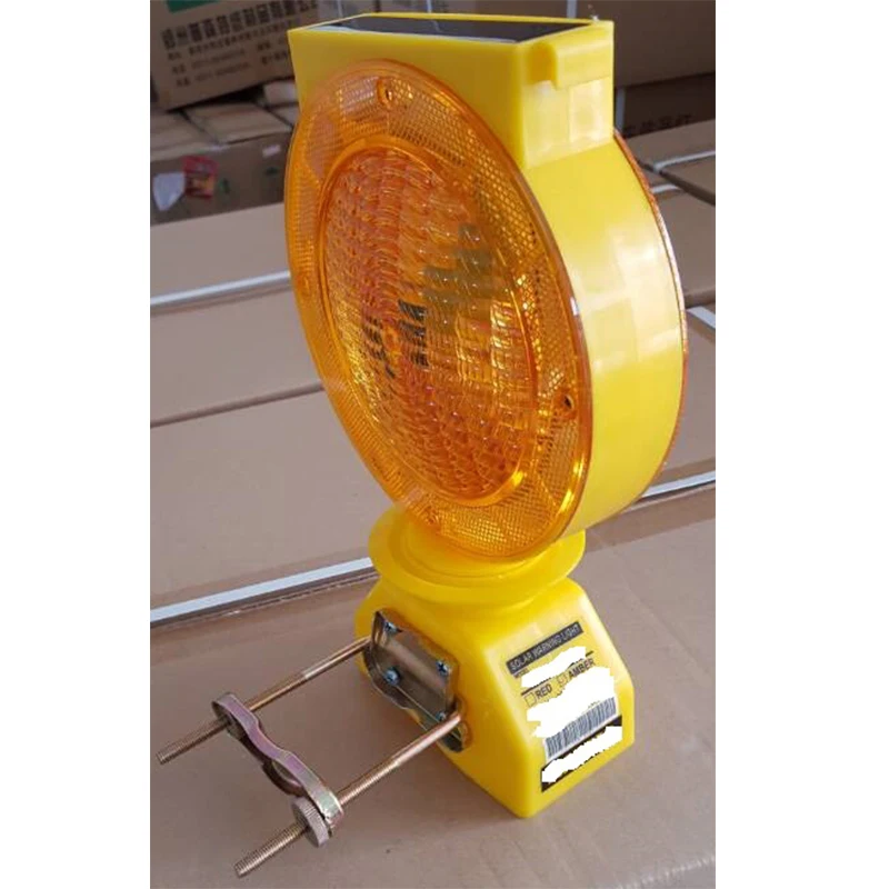 
Yellow LED blinker mounted on traffic cone light for traffic warning 