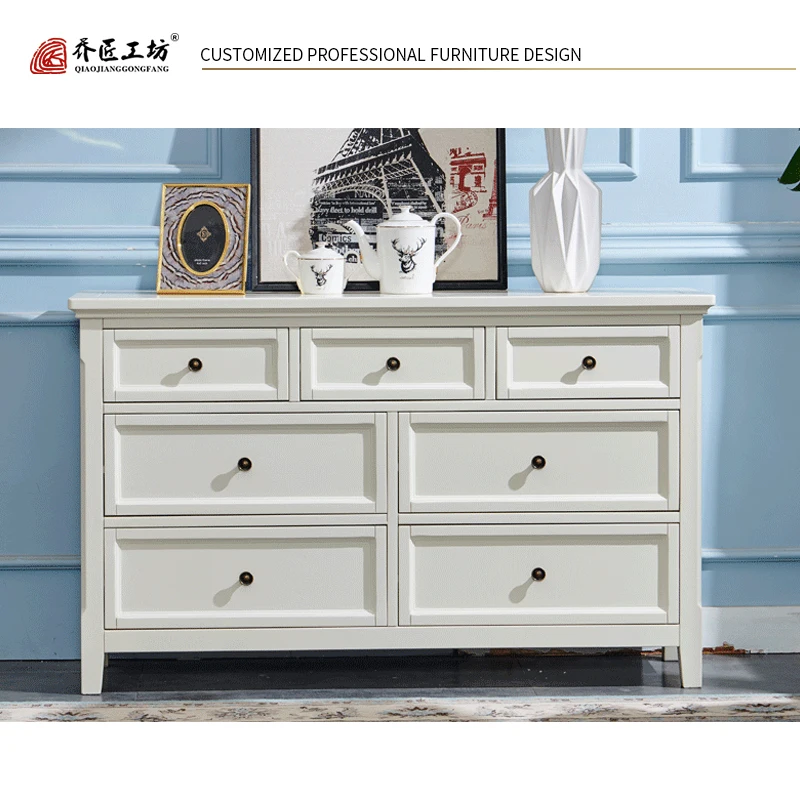 Factory Directly Supply Modern Blue Commodity TV Stand Natural Wooden Chest Drawer Living Room Cabinet