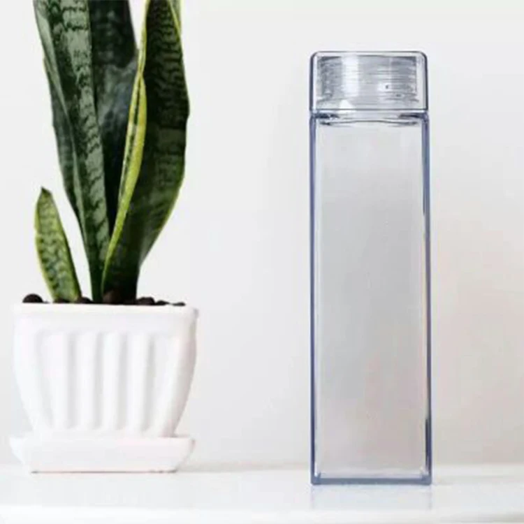 Недорогая Высококачественная портативная пластиковая бутылка для воды объемом 450 мл, квадратная пластиковая бутылка для воды