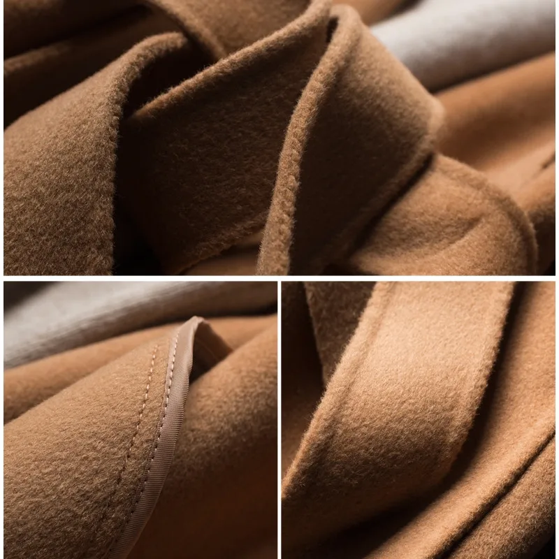 P18B151CH women cashmere wool hoodie coat with belt for ladies