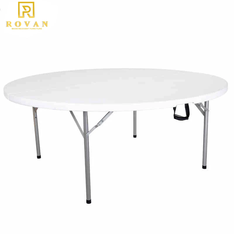 Durable Folding dining 6ft HDPE table top plastic round folding wedding tables for events