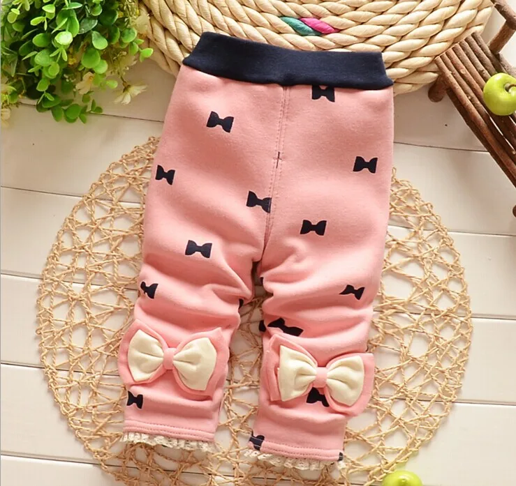 Free shipping 2016 New spring and autumn girls Leggings Soft Bow Babys pants B033