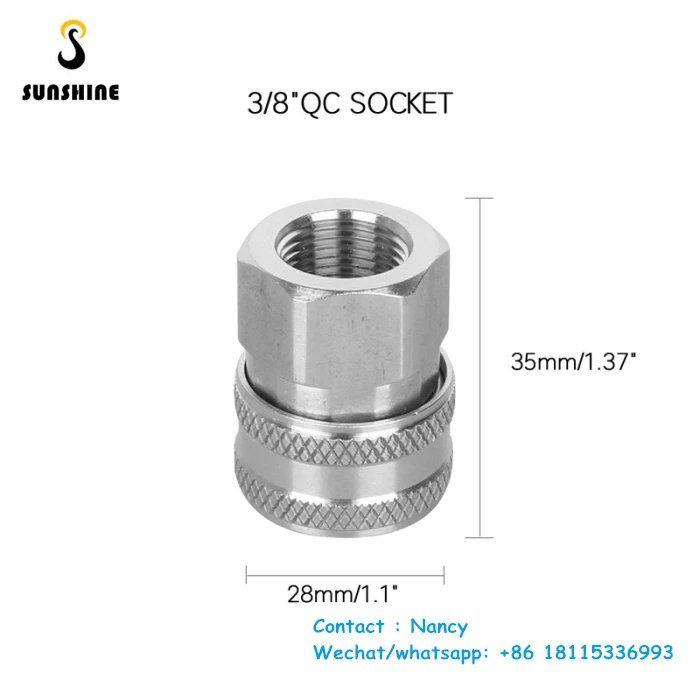 SS 4000PSI Car Washing Stainless Steel Pressure Washer Adapter Set BSP 3/8 Inch Female Quick Connect Plug And Socket Adaptor