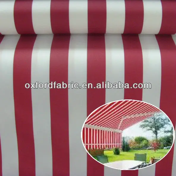 polyester white red striped awning fabric cheap tent canvas fabric