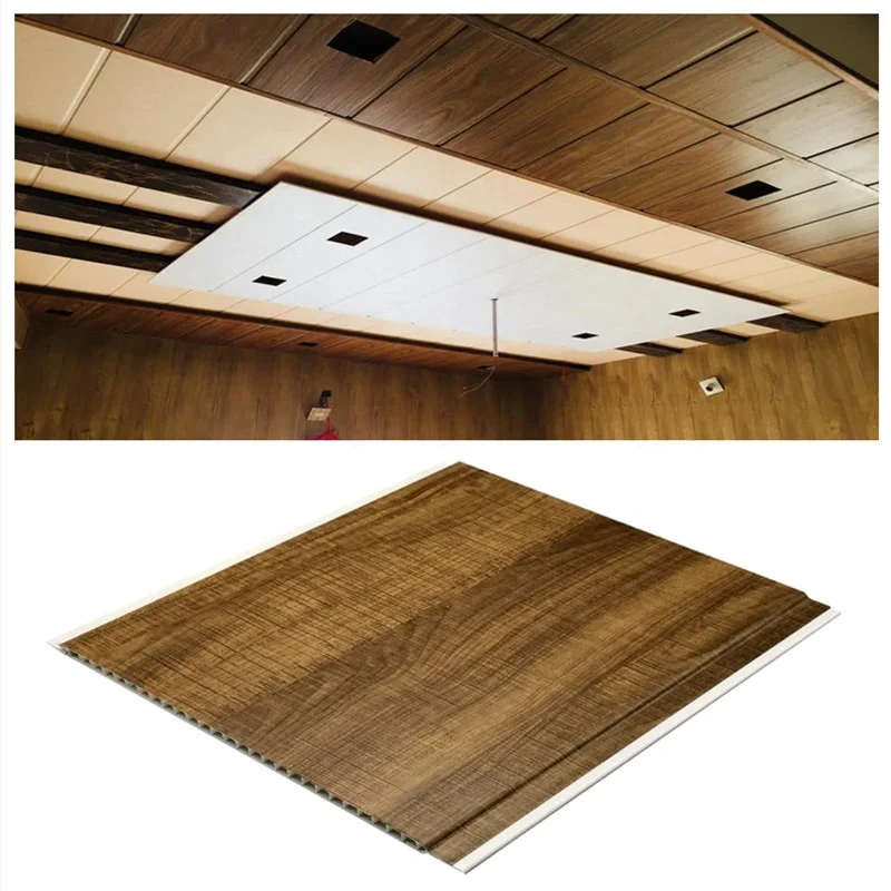 25cm Waterproof Plastic Composite Pvc Panel Wood Ceiling Plank for bathroom