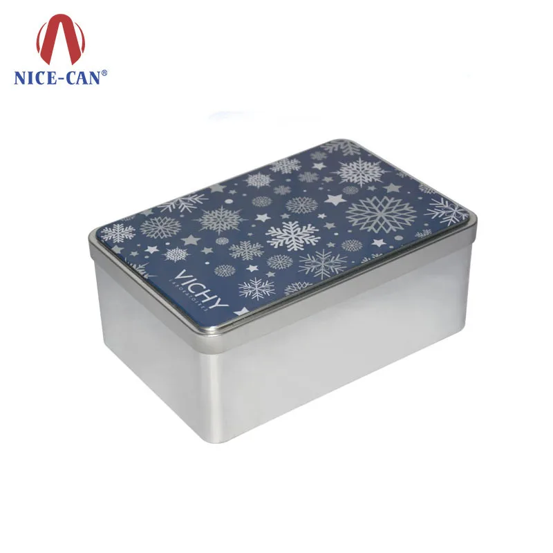 Stackable stainless steel tin plate butter cookie pack large metal can Wedding favor sealed rectangular silver cookie tin box