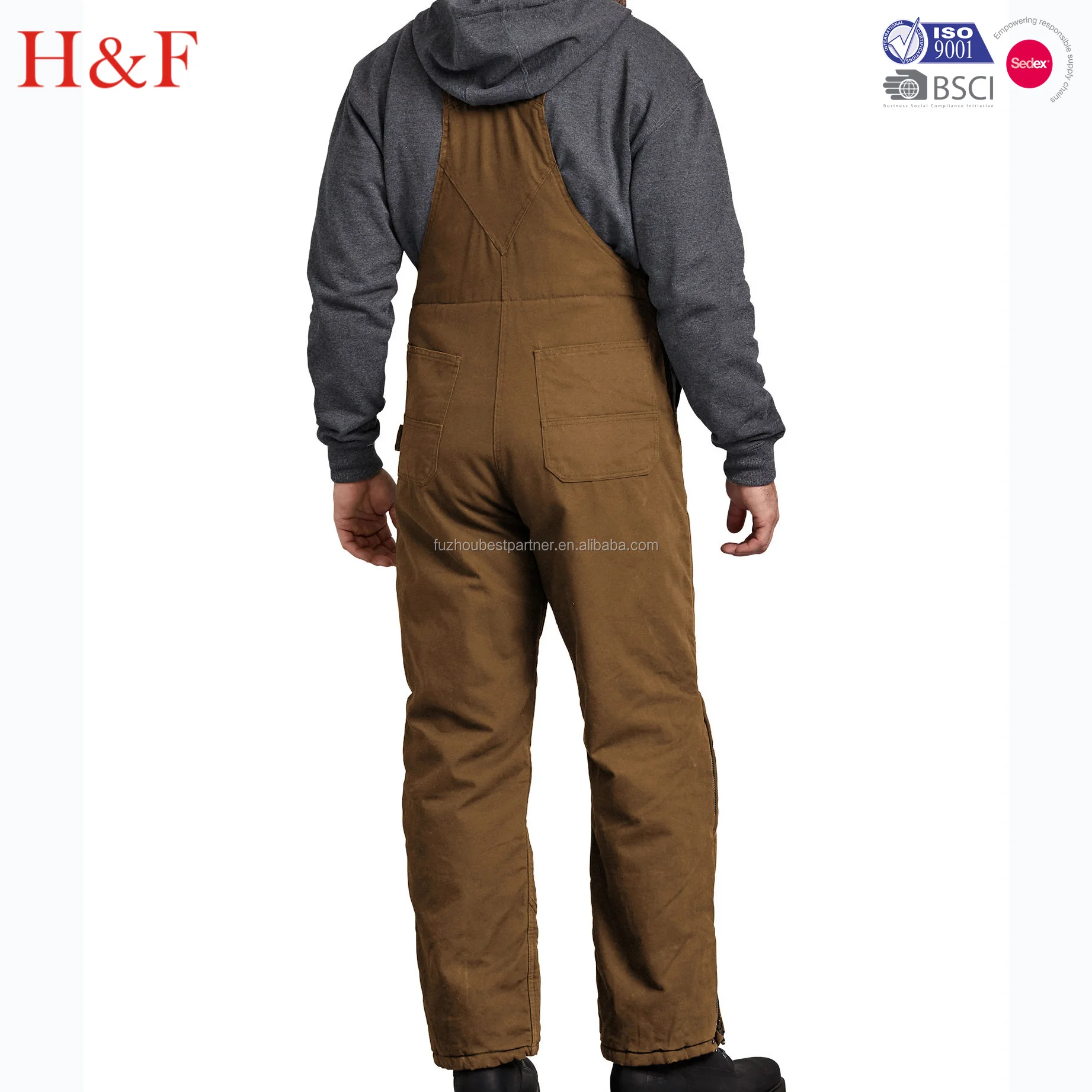 custom mens 100% cotton bib overalls winter insulated workwear padded overalls