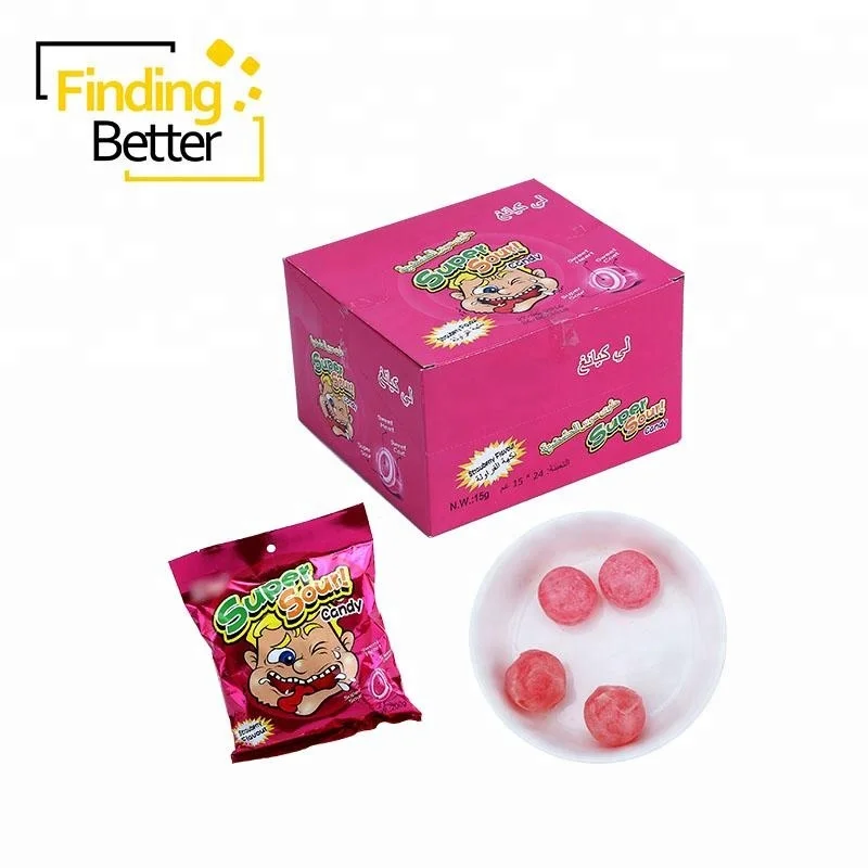 
Halal Fruity Morango Center Filled Fizzy Soda Hard Boiled Strawberry Flavor Sour Candy Sweets 