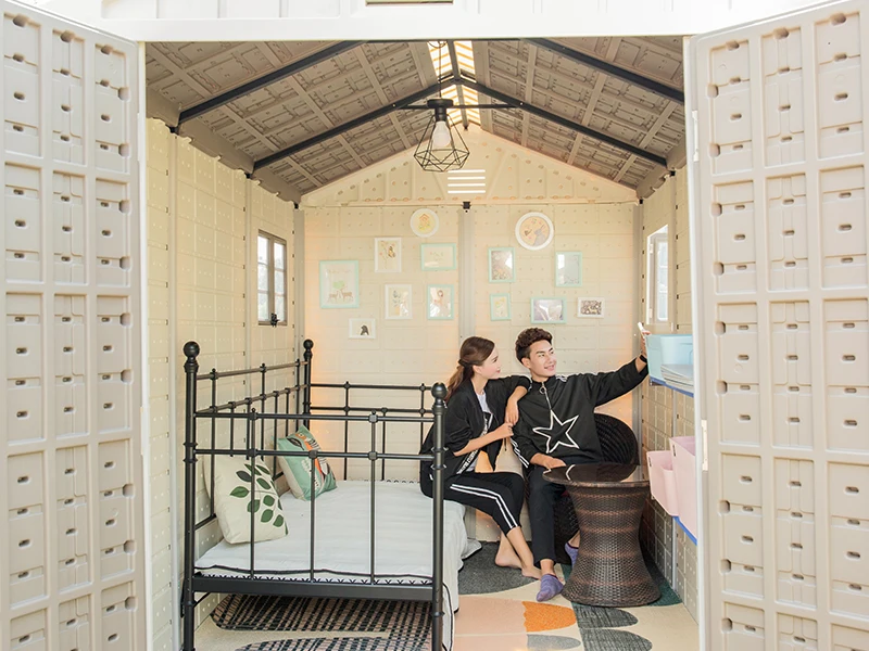 
Five- room big size outdoor HDPE Plastic storage garden shed for backyard 