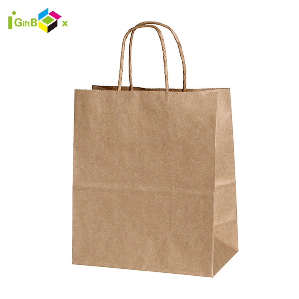 Customized Design Recycled Brown Kraft Paper Bag, Printed Shopping Craft Paper Bag With Handle For Gifts Packaging