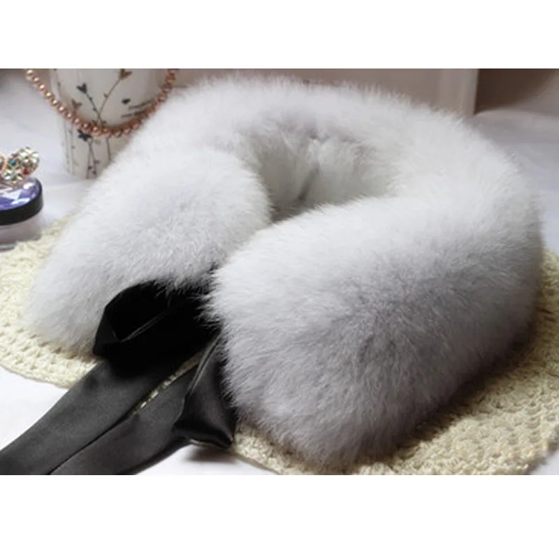 New arrival Winter short design fox fur scarf fashion real fur collar scarf with ribbon