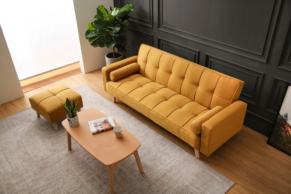 Modern simple sofa bed convenient upholstery square lattice sofa for living room