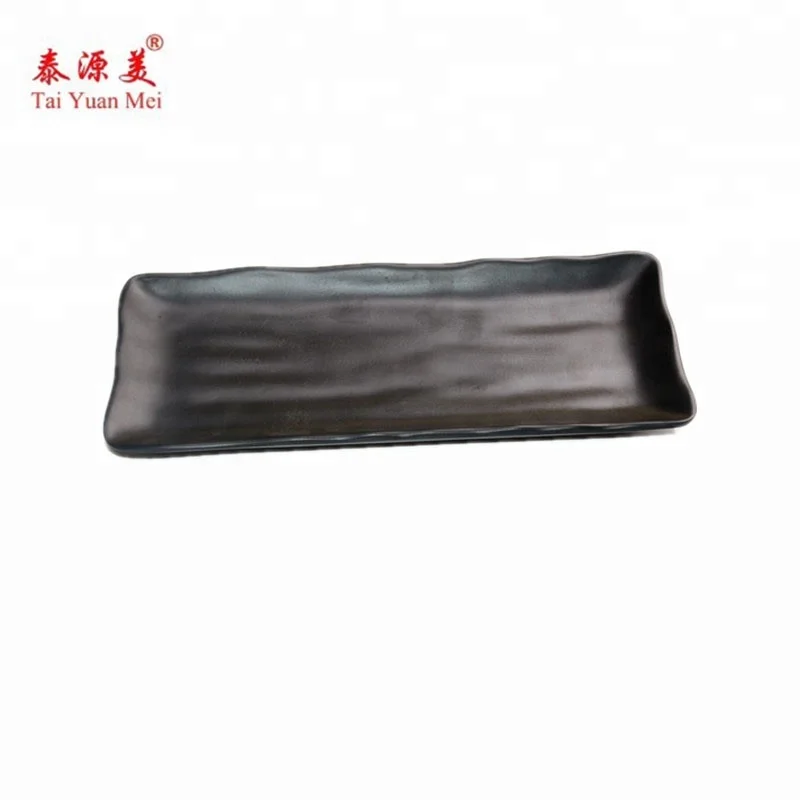Новый дизайн, высокое качество, оптовая продажа, прямоугольные тарелки для суши, черная тарелка из меламина