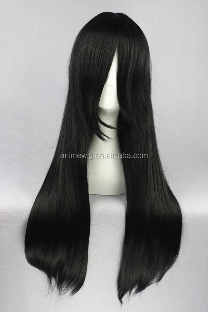 High Quality 70cm Long Straight Bleach Anime Peluca Kuchiki Byakuya Black Wig Cosplay Synthetic Heat Resistant Hair Wig
