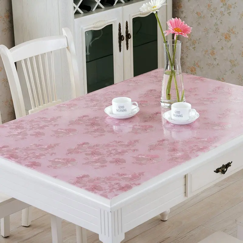 Printing PVC Transparent Plastic Table Covers Sheet  Waterproof Wholesale Tablecloth Roll For Home