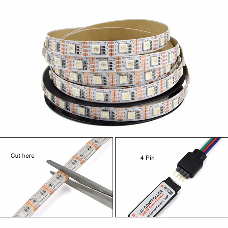 5V SMD5050 RGB 60led/m  white 10mm PCB TV backlight strip with self adhesive backing tape led 5V usb powered led strip light
