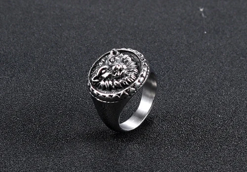 Gothic Men Lion Head Rings Punk Biker Cool Ring Vintage Steel heavy Ring In Stock