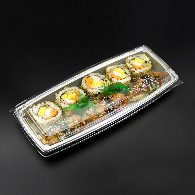 Plastic Tray Food Packaging Disposable Sushi Tray Sashimi Meat Container Customizs Available