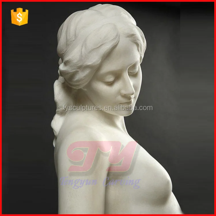 Western stone figure statue modern human nude woman girl marble sculpture